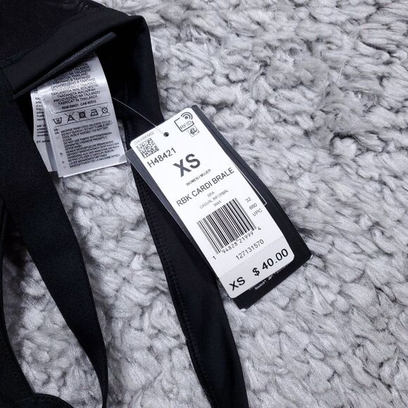 Reebok x Cardi B Bralette Logo Athletic Sports Bra Black Red Women's Size XS - Picture 4 of 6